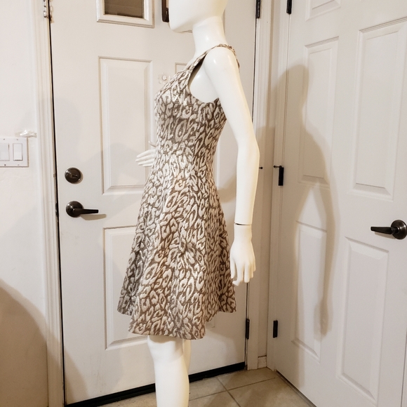 Vince Camuto Metallic Jacquard Fit & Flare Dress - Picture 4 of 9